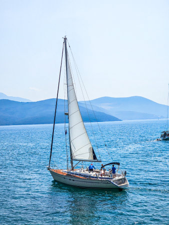 Sailboat on the Adriatic Sea in Montenegro.の写真素材