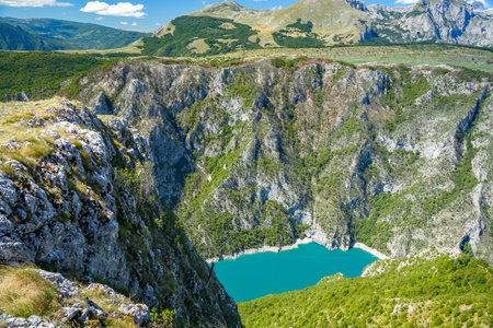 Mountain canyon with cliffs and forest Montenegroの写真素材