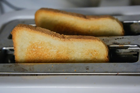 Close-Up of Two Toasts in Toaster
