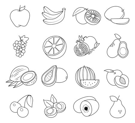 Doodle Fruits Icons Setのイラスト素材