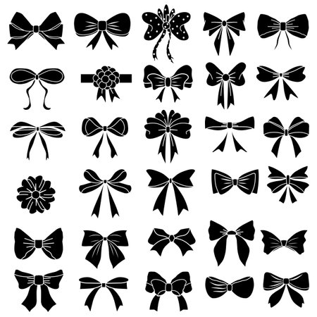 Bow ribbon icons setのイラスト素材