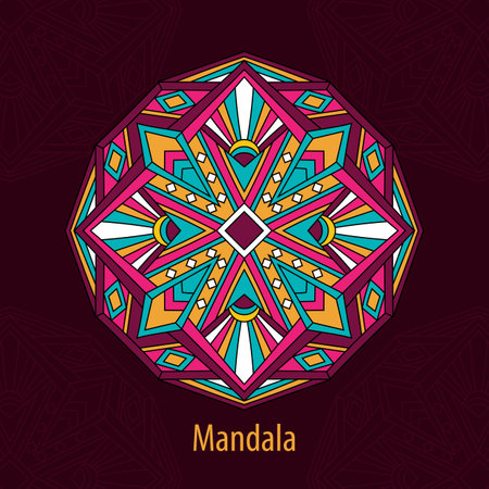 Colorful geometric mandala vector illustrationのイラスト素材