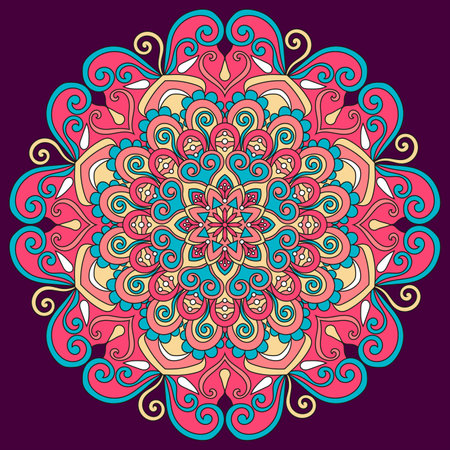Ornament color card with mandala. Vintage decorative elements. Hand drawn background.のイラスト素材