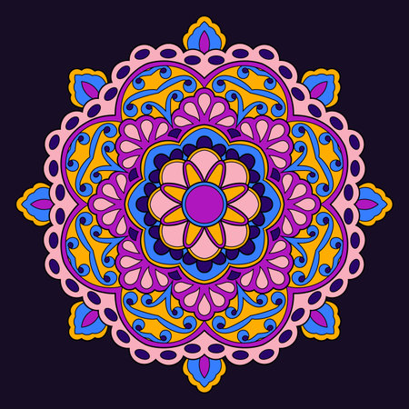 Circle lace ornament, round ornamental mandala doily pattern, vector illustrationのイラスト素材