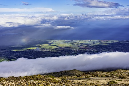 View of upcountry Maui from Haleakala Crater In Haleakala National Park Maui Hawaii USA in the morningの写真素材