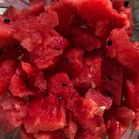 a plate with fresh watermelonの写真素材