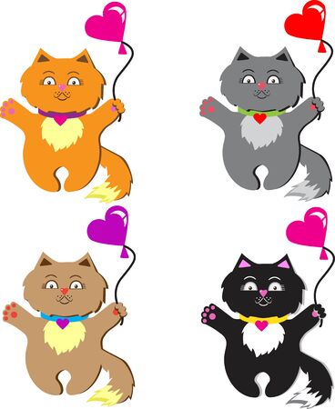 Illustration, kitten with a ball in the form of a heartのイラスト素材