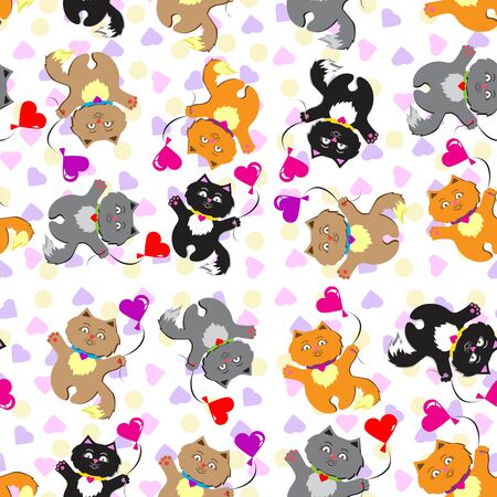 funny cats with balloonsのイラスト素材