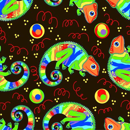 Vector graphics. Pattern. The cloth. Chameleon. Rainbowのイラスト素材