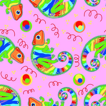 Pattern for children. The cloth. Chameleon. Rainbowのイラスト素材