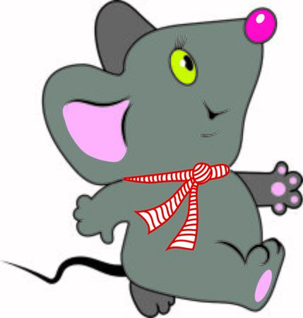 Cheerful gray mouse in a striped scarf.のイラスト素材
