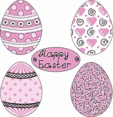 Vector graphics. Easter egg with a pattern. The main colors are pink, white, black.のイラスト素材