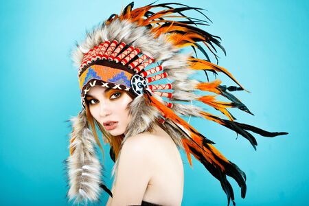 Fashion young lady in the Indian roachの写真素材