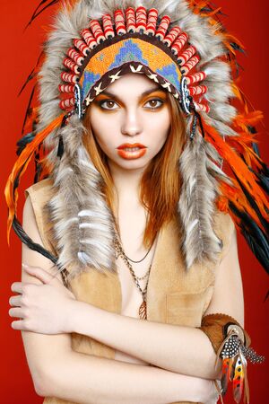 Fashion young lady in the Indian roachの写真素材