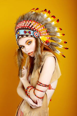 Fashion young lady in the Indian roachの写真素材