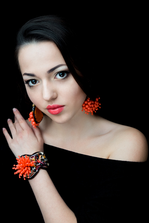 Portrait of beautifull brunette womanの写真素材