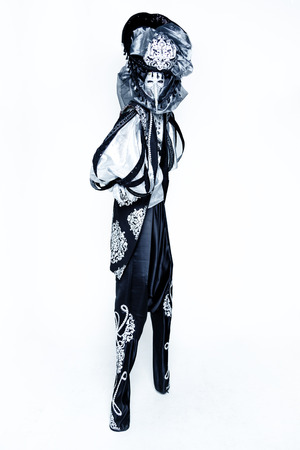 Beautiful black an white Venetian Carnival Masked manの写真素材