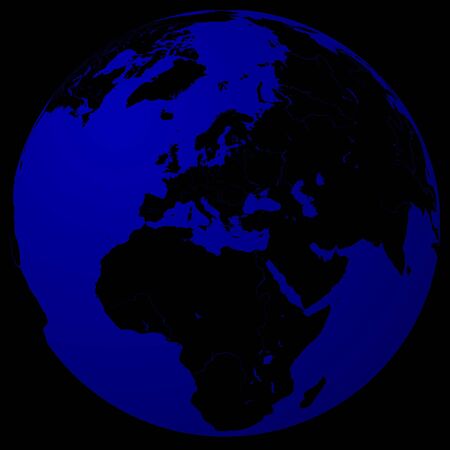 World - Black on blue globeの写真素材
