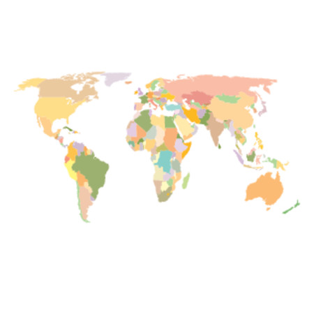 World Map - Colored - Africa, America, Asia, Europe & Oceaniaのイラスト素材