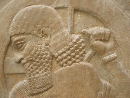 Ancient face - Ancient Assyrian Sculpture -  face close up
