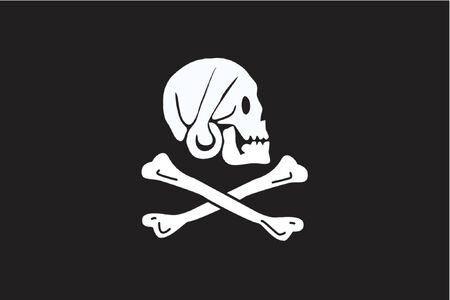 Pirates' flag - skull & bones on black background - simple flag - Vectorのイラスト素材
