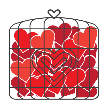 bird cage toy heart illustrate vector colorのイラスト素材
