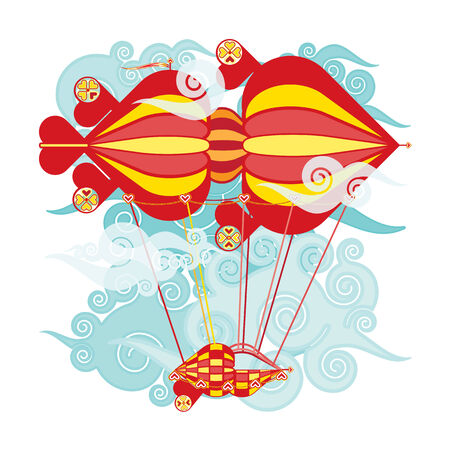 Bright colorful hot air balloonsのイラスト素材
