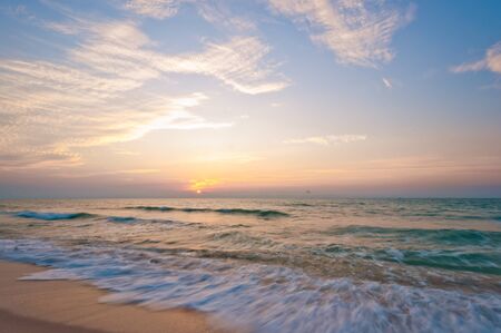 Beach in Cha-am, Thailand. Shooted in the morning before sunrise.の写真素材