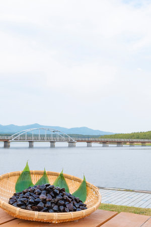 Freshwater clam on a colander, Aomori, Japanの写真素材