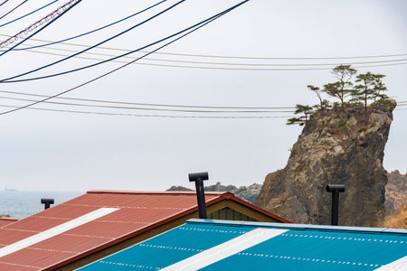 Iwate, Sanriku: Scenery of the Tsukuehama Banya complexの写真素材