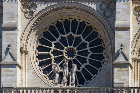 Stained glass windows of Notre Dame Cathedral, Paris, France