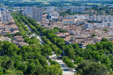 View from the Rue Jean-Jolles, Nimes, Franceの写真素材