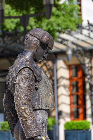 Bullfighter Statue in the Amphitheater, Nimes, Franceの写真素材