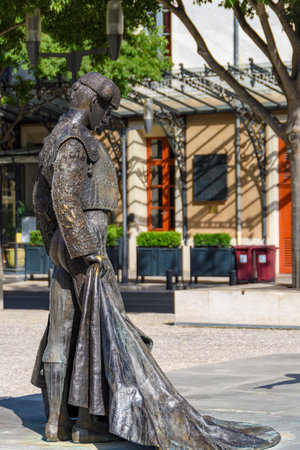 Bullfighter Statue in the Amphitheater, Nimes, Franceの写真素材