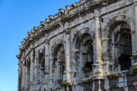 Nimes, Southern France View with amphitheaterの写真素材
