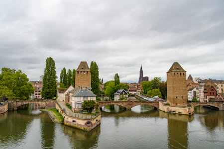 View of the Vauban Dam, Strasbourg, Franceの写真素材
