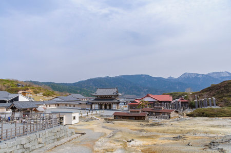 Sacred mountain Scenery of Osorezan, Aomori Prefectureの写真素材
