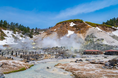Japan's most highly acidic hot spring Tamagawa Hot Spring. Akita, Japanの写真素材