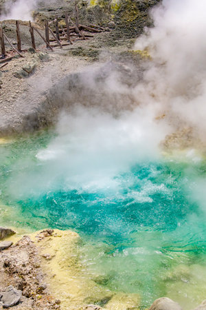 Japan's most highly acidic hot spring Tamagawa Hot Spring. Akita, Japanの写真素材