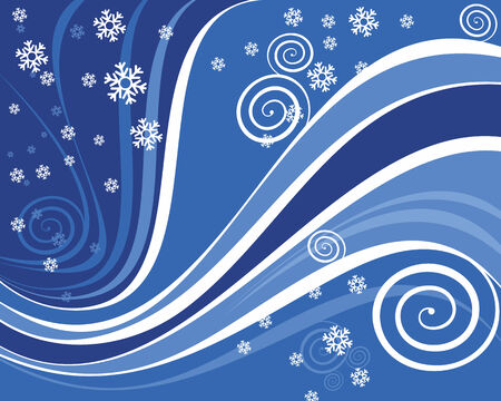 illustration of a blue with snowflakesのイラスト素材