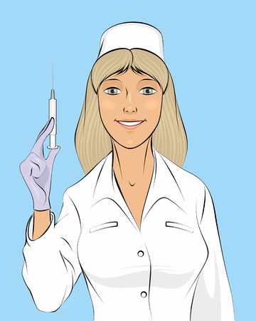 illustration of a nurse with a seringeのイラスト素材