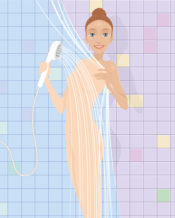 Vector illustration of a girl in the showerのイラスト素材