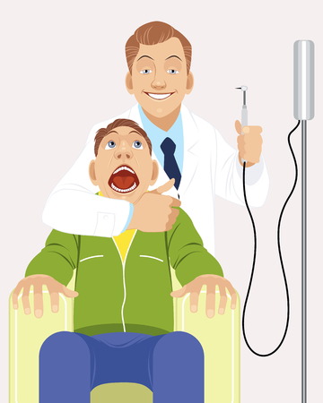 Vector illustration of a dentist with patientのイラスト素材