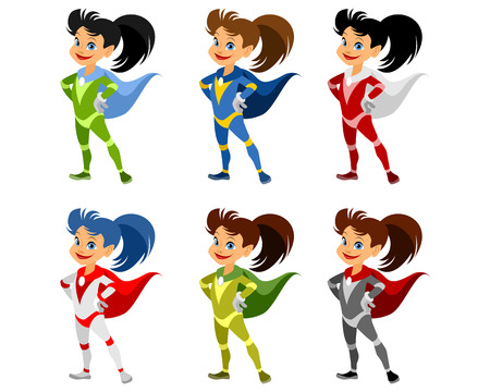 Vector illustration image of a six superhero girlsのイラスト素材