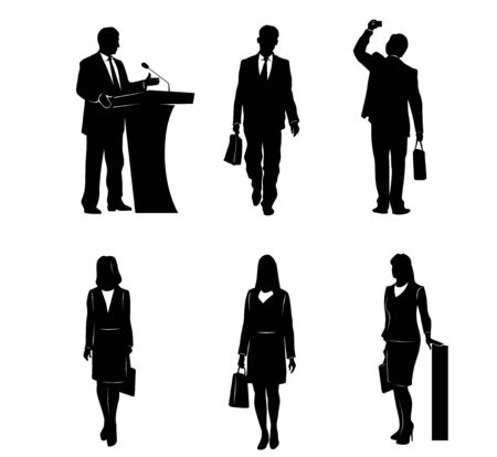 Vector illustration of a six business people silhouettesのイラスト素材