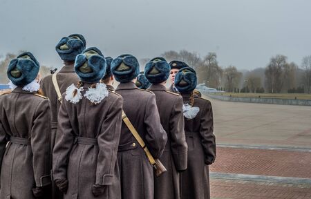 Soldiers are paying tribute to the Brest fortress where a big battle took part in WW2