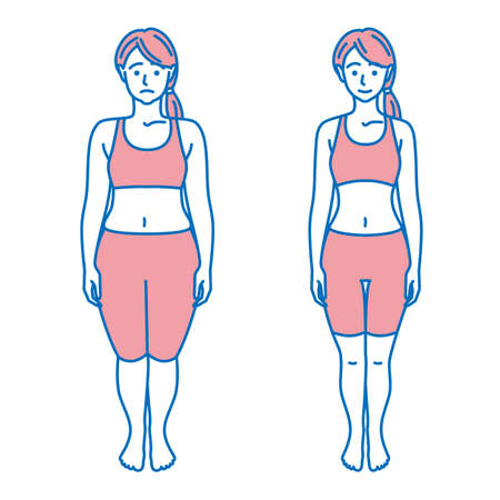 Before and after women who go on a dietのイラスト素材