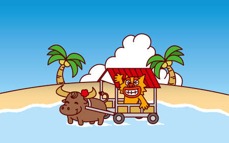 Seaser in a buffalo carのイラスト素材