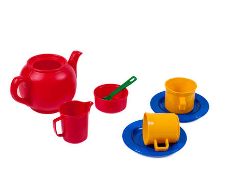 Childrens colourful tea setの写真素材