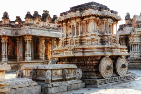 old stone chariot in Hampi Karnataka in Indiaの写真素材